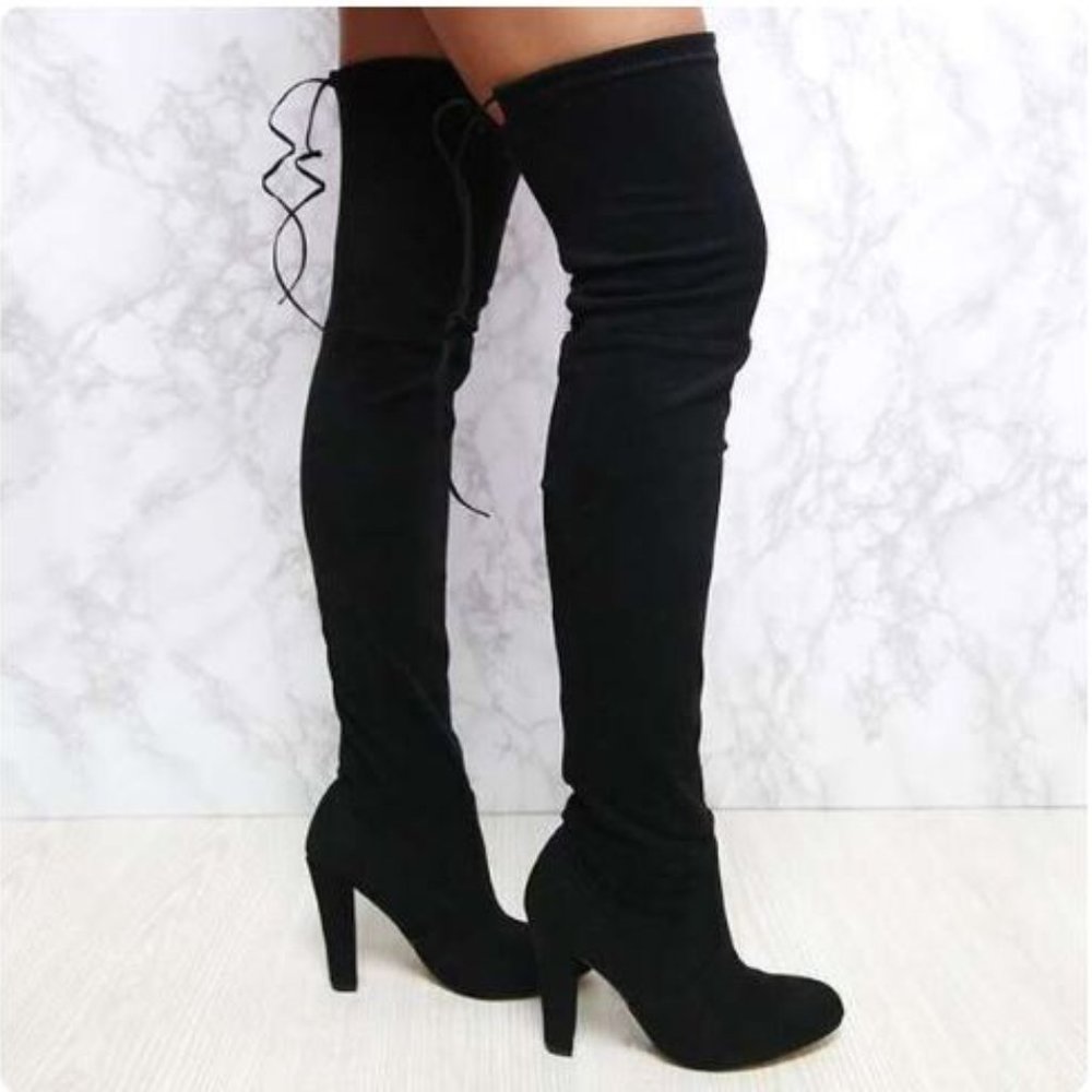 LIPSTIK Skarlett Thigh High Boot Black Size 9